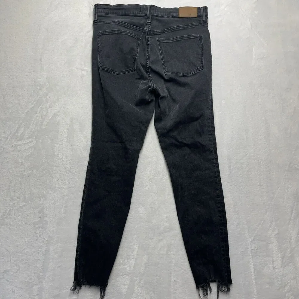 Madewell 9” Highrise Skinny Women’s Size 31‎ Raw Hem Button Fly Black Grunge - Picture 11 of 11
